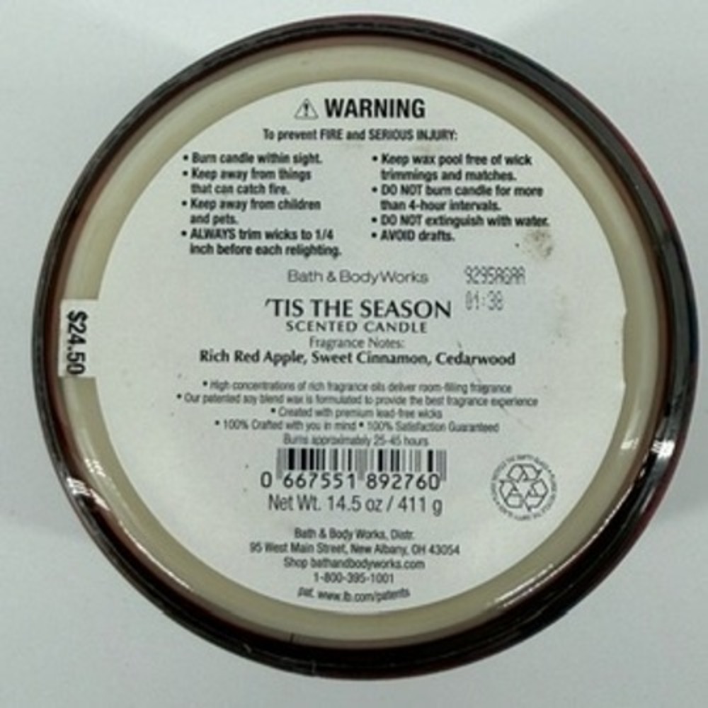 Bath & Body Works Tis The Season 3-Wick Scented Candle 14.5oz Red Plaid Holiday‎ - Picture 5 of 6